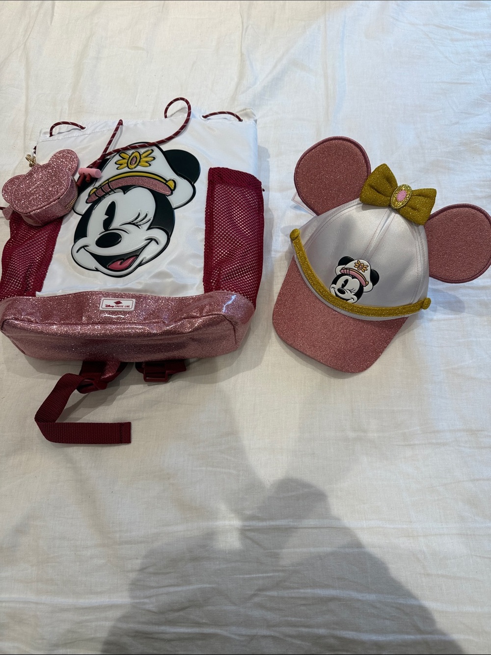 Disney Minnie Mouse Pink Kids Backpack and Ear Hat Set Crusie edition